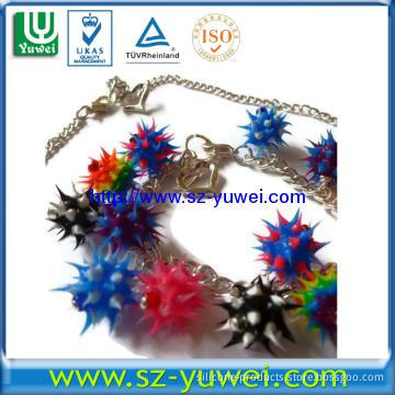 Quirky Multicoloured Spiky Rubber Bead Bracelets hot sell